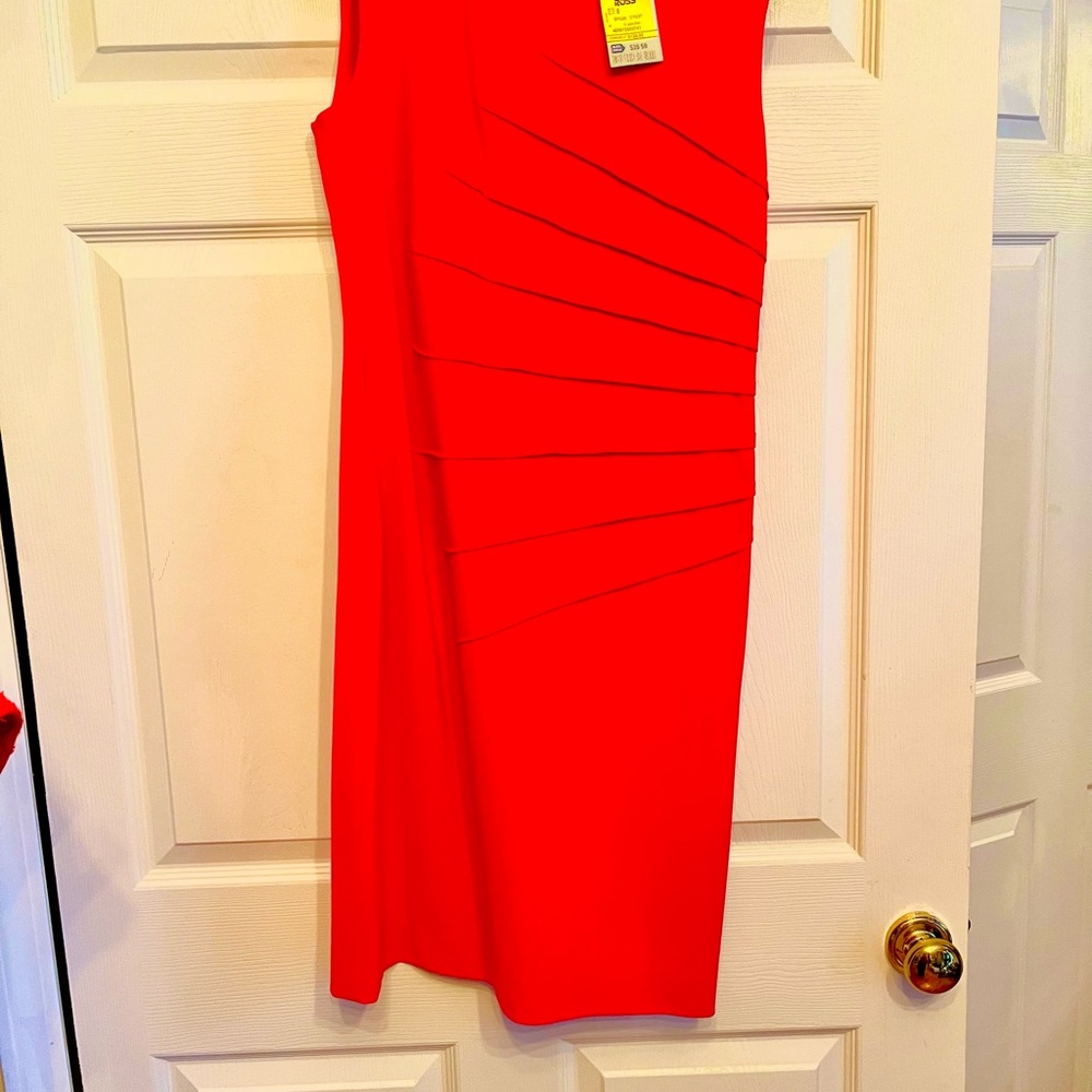 Calvin Klein Red Ruched Sheath Mini Dress